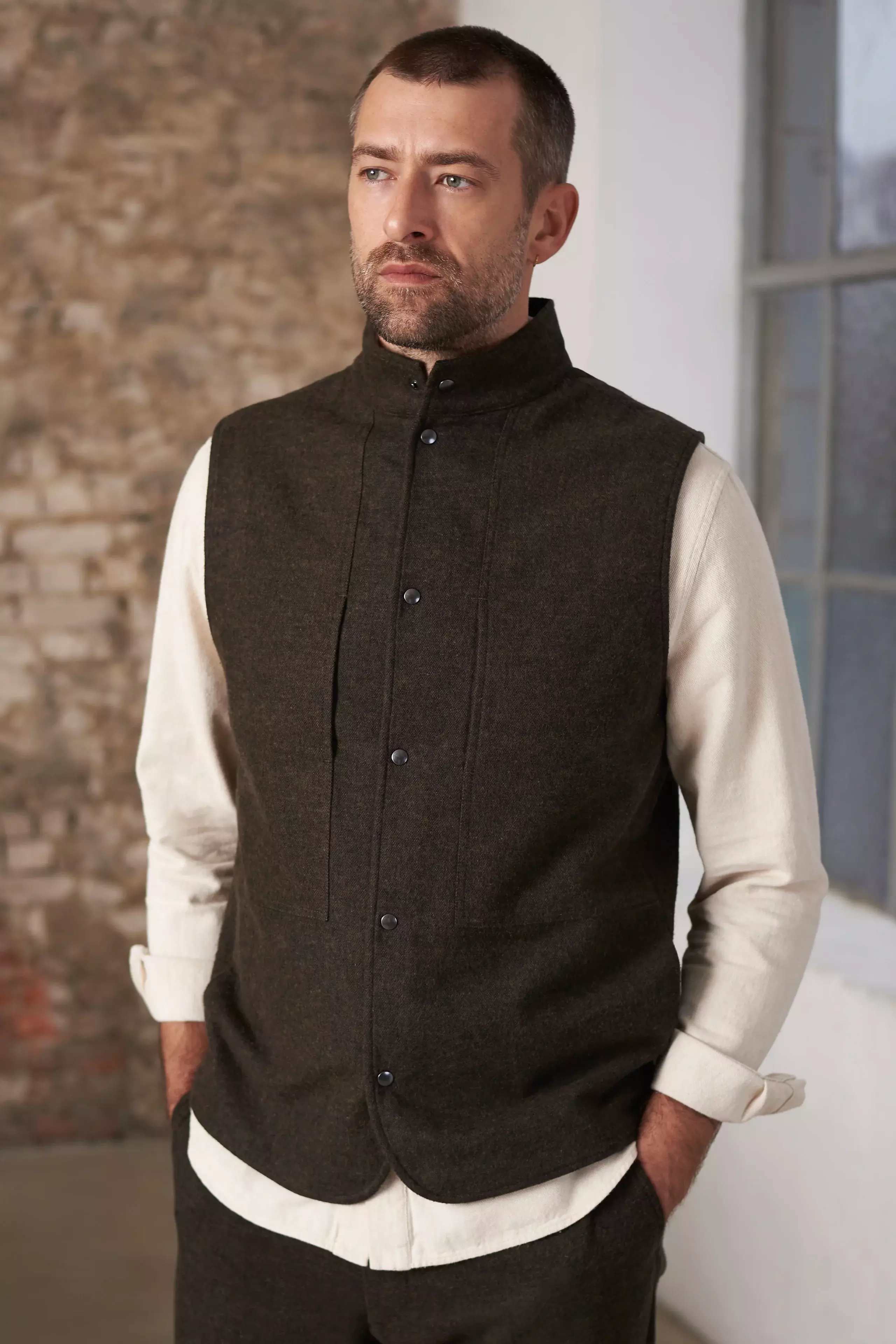 About Companions Wendel Vest Eco Flanel Mud Weste Herren braun